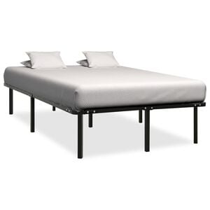vidaXL Bed Frame Black Metal, poplar wood 55.1 x 78.7 in Durable