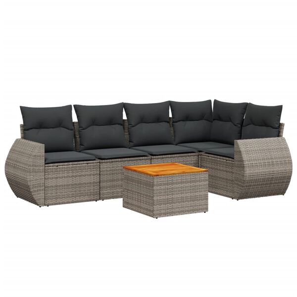 vidaXL Garden Sofa Set Grey PE Rattan Large Removable Covers