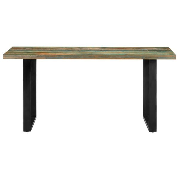 vidaXL Dining Table Multicolor Solid reclaimed wood, powder-coated steel