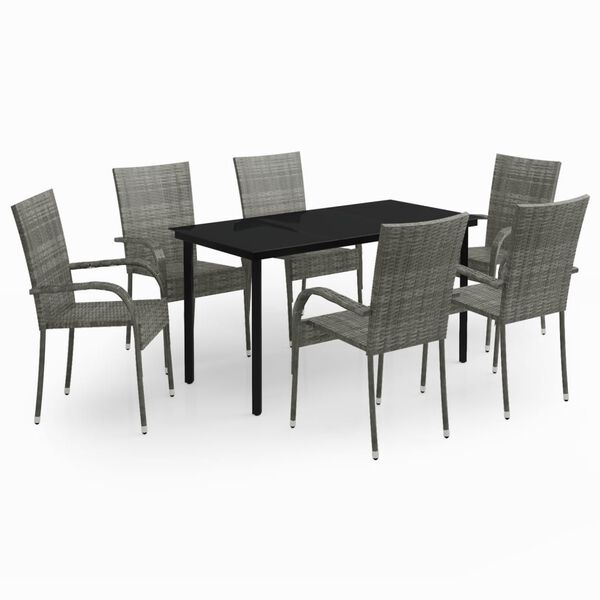 vidaXL Garden Dining Set Grey and Black