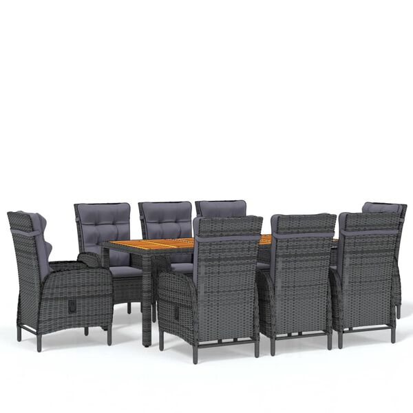 vidaXL Garden Dining Set Grey Poly Rattan Large Garden Dining Set