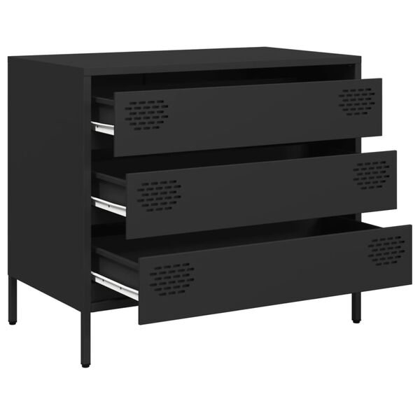 vidaXL Sideboard Black Cold-rolled steel Medium Sideboard Rectangular