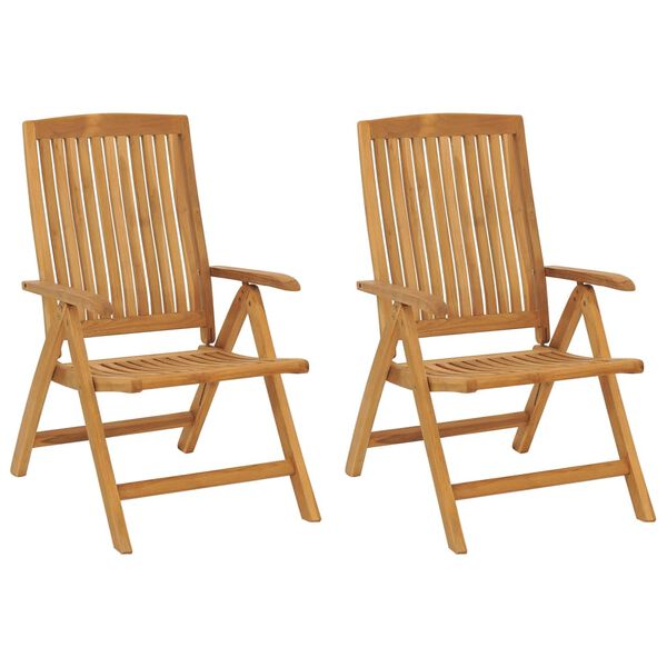 vidaXL Reclining Garden Chair Set of 2 Teak Solid Teak Wood Standard