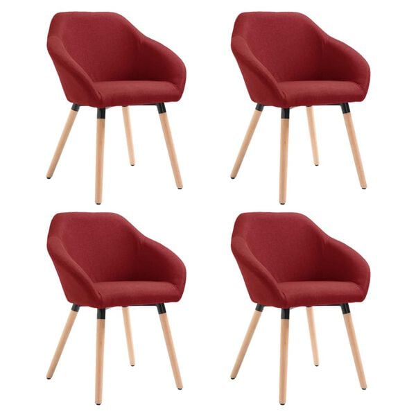 vidaXL Dining Chairs 4 pcs Wine Red Fabric