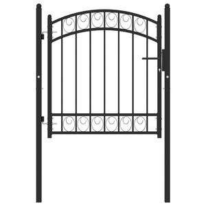 vidaXL Fence Gate with Arched Top Steel 39.4x39.4" Black
