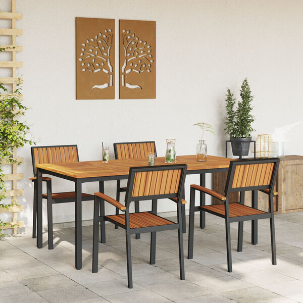 vidaXL Garden Dining Set 5 pcs Black and brown 70.9" x 35.4" x 29.5