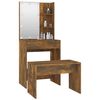 vidaXL Dressing Table Set With Led Smoked oak Engineered wood, acrylic