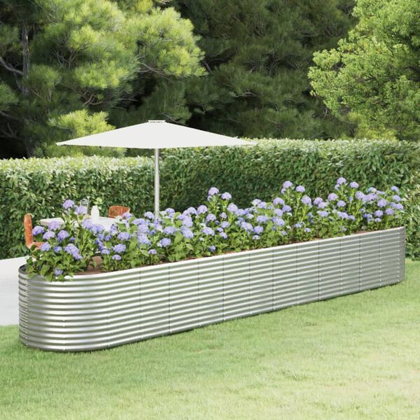 vidaXL Garden Raised Bed Silver Powder-coated steel Large