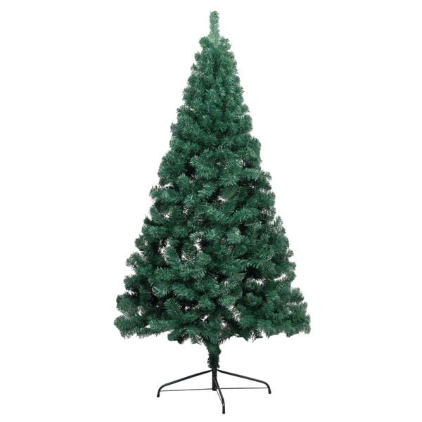 vidaXL Artificial Half Christmas Tree Green PVC, steel 70.9 in tall