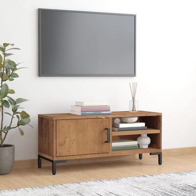 vidaXL TV Stand Brown 35.4"x11.8"x15.7" Solid Wood Pine