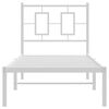 vidaXL Metal Bed Frame without Mattress with Headboard White 29.5"x74.8"