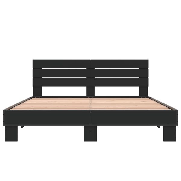 vidaXL Bed Frame Black Engineered wood, metal, plywood Full Durable