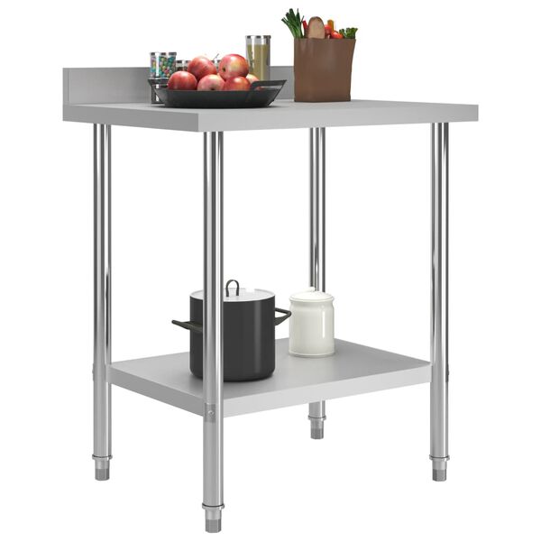 vidaXL Kitchen Work Table with Backsplash 31.5"x23.6"x36.6" Stainless Steel