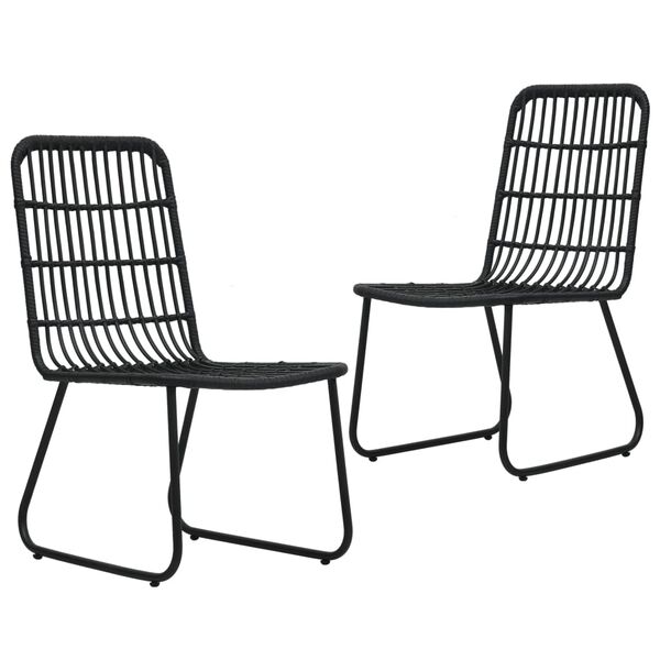 vidaXL Dining Set Black Poly rattan, powder-coated steel, glass 31.5 in