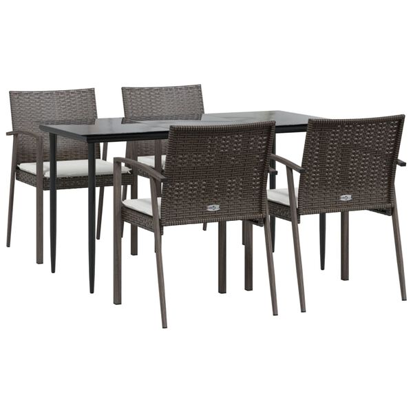 vidaXL Garden Dining Set Brown, Black, Cream White