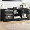 vidaXL TV Cabinet Black Engineered wood, glass 40.2 x 14.6 x 16.5 in