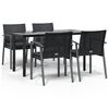 vidaXL Garden Dining Set Black Poly Rattan, Steel, Tempered Glass Medium