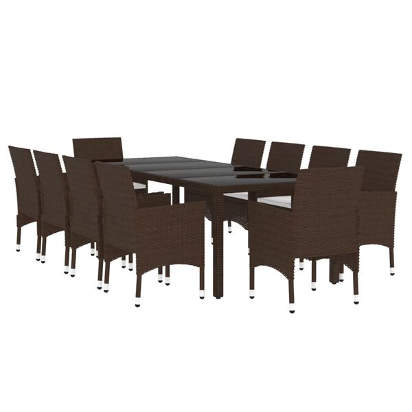 vidaXL Garden Dining Set Brown Poly rattan Large Stackable