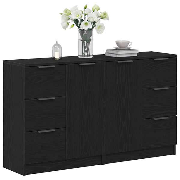 vidaXL Sideboard Black Oak 180 x 30 x 70 cm Engineered wood
