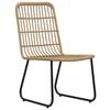 vidaXL Dining Set Oak and Black Poly Rattan, Powder-Coated Steel, Glass
