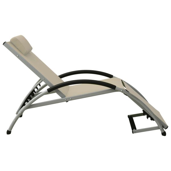 vidaXL Sun Lounger Cream and silver Textilene, Powder-coated Aluminum