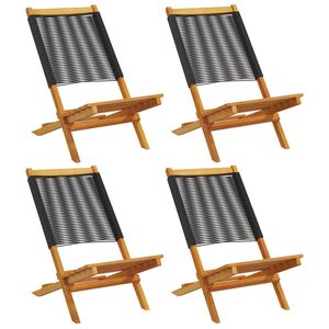 vidaXL Garden Chair Set of 4 Black Solid Acacia wood Medium Foldable