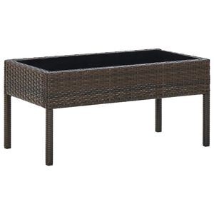 vidaXL Garden Table Brown PE Rattan Medium Durable Garden Table