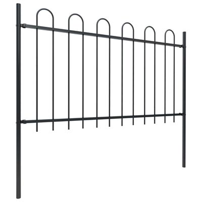 vidaXL Garden Fence with Hoop Top Steel 50.2ft Black