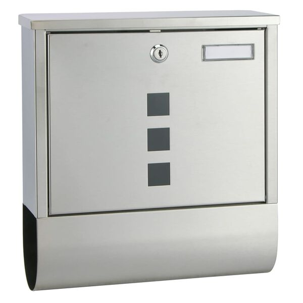 HI Letter Box Silver 18/8 stainless steel Medium Locks Letter Box