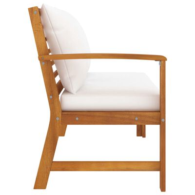 vidaXL Patio Bench 45.1" with Cream Cushion Solid Acacia Wood