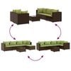 vidaXL Patio Lounge Set Set of 5 Brown, Green