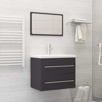 vidaXL 2 Piece Bathroom Furniture Set Gray Engineered Wood
