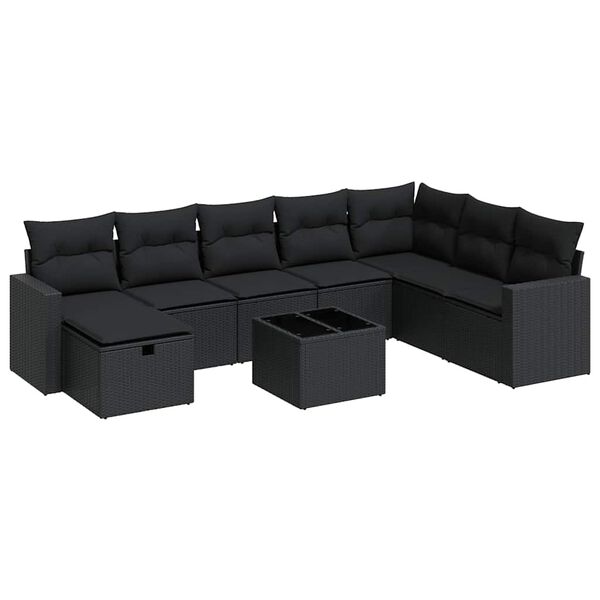 vidaXL Garden Sofa Set Black