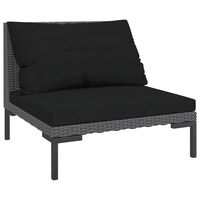 vidaXL Patio Sofa with Cushions Half Round Poly Rattan