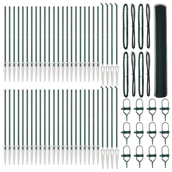 vidaXL Fence with Posts Green 1.4 x 100 m PVC-coated steel