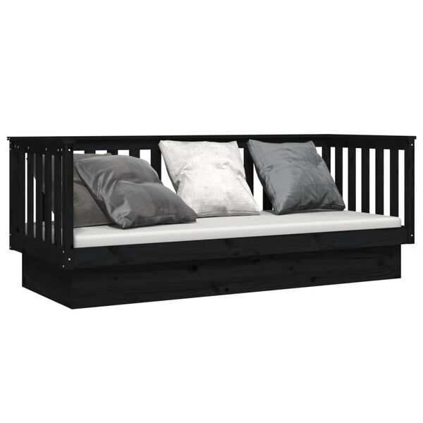 vidaXL Day Bed Black Solid pine wood Single
