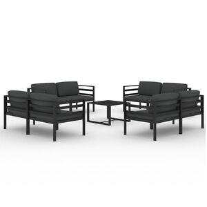 vidaXL Garden Lounge Set Anthracite Aluminum 9 Piece Set Modular
