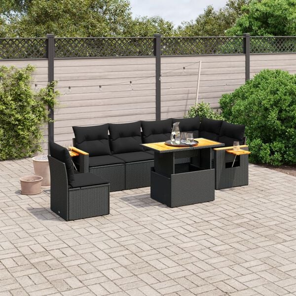 vidaXL Garden Sofa Set Black
