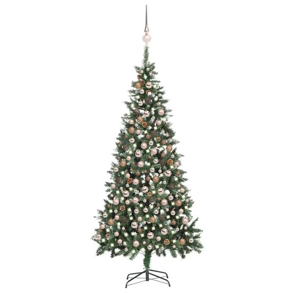 vidaXL Christmas Tree Green and white PVC 82.7 in Decorative Inlays