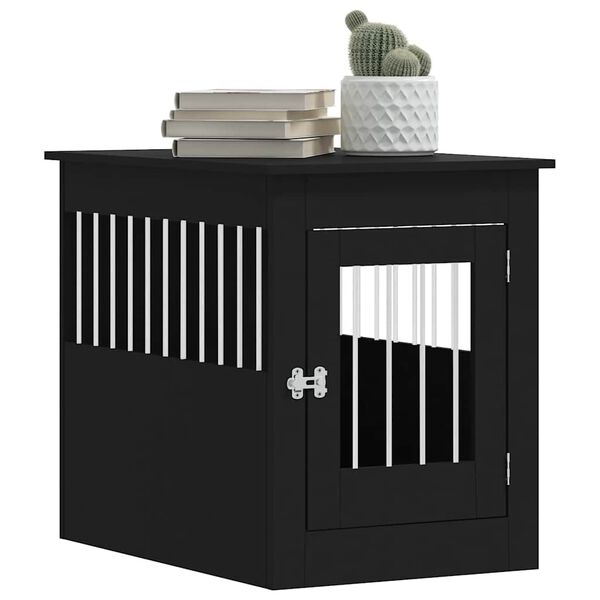 vidaXL Dog Crate Furniture Black Engineered wood, steel 21.7x31.5x26.8 in
