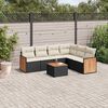 vidaXL 7 Piece Patio Sofa Set with Cushions Black Poly Rattan
