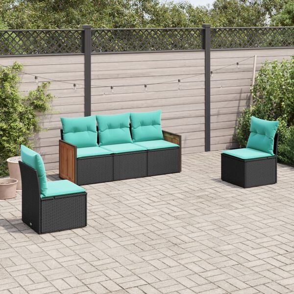 vidaXL Patio Sofa Set Black and Blue