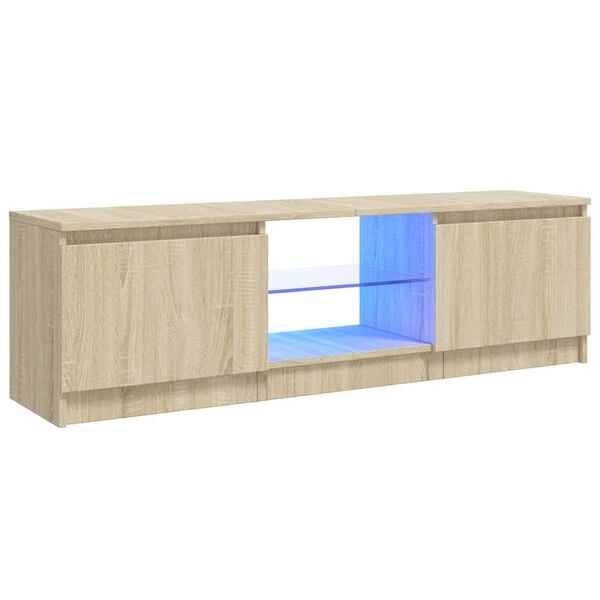 vidaXL TV Stand with LED Lights Sonoma Oak 47.2"x11.8"x14.2"
