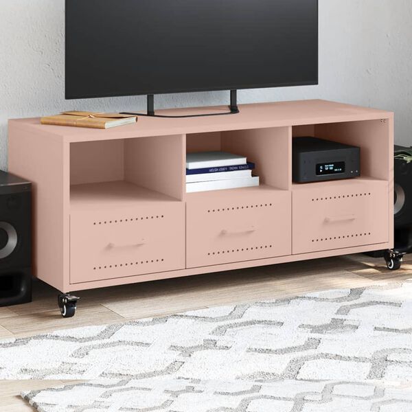 vidaXL TV Cabinet Pink Cold-rolled steel medium Rollable TV Cabinet