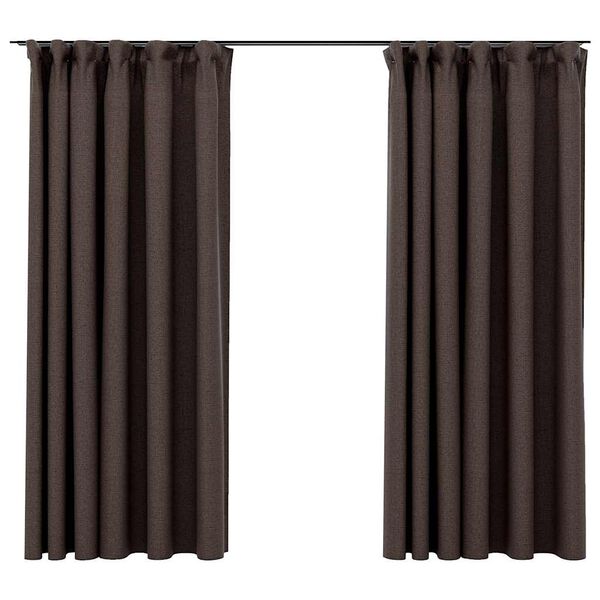 vidaXL Linen-Look Blackout Curtains with Hooks 2 pcs Taupe 55.1x68.9"