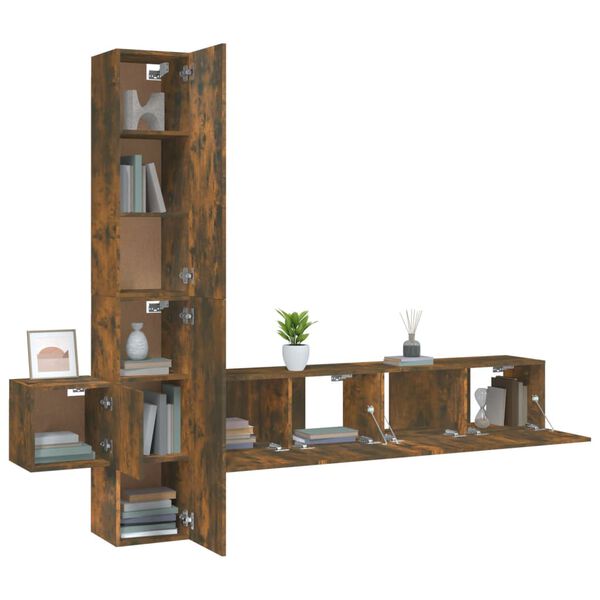 vidaXL TV Cabinet Set Set of 5 Smoked oak Engineered wood Standard