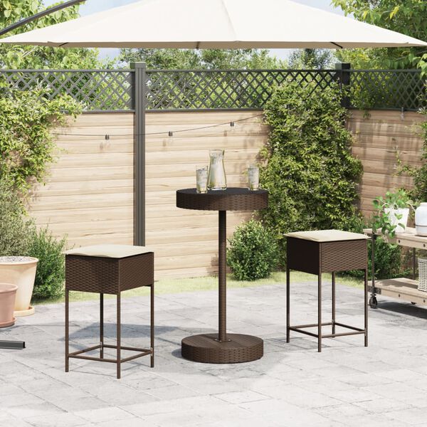 vidaXL Garden Bar Set Brown PE rattan Standard Removable Covers