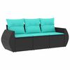 vidaXL Garden Sofa Set Black, Blue