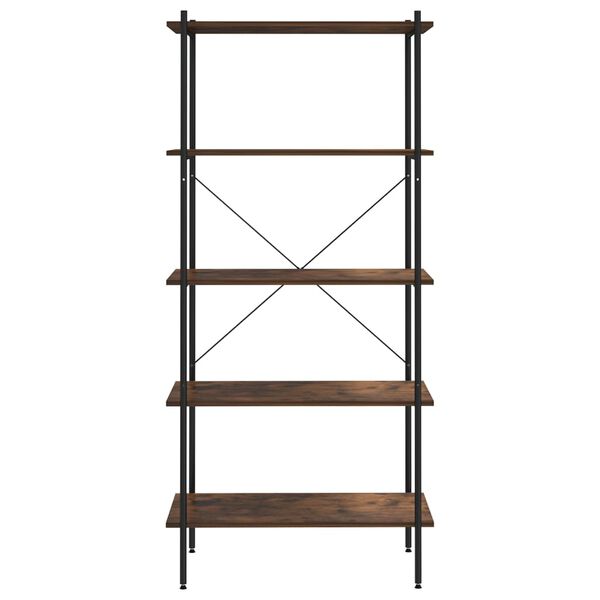 vidaXL Shelving Unit Black and Natural Engineered wood and steel