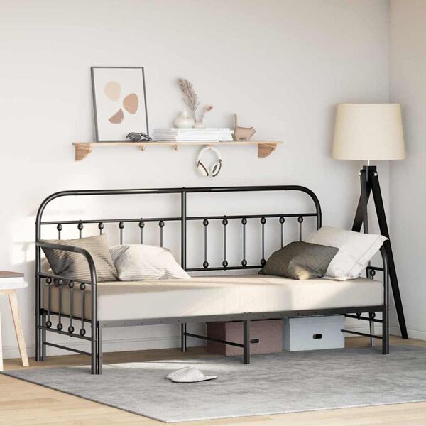 vidaXL Daybed Frame with Headboard Black 31.5" x 78.7" Steel